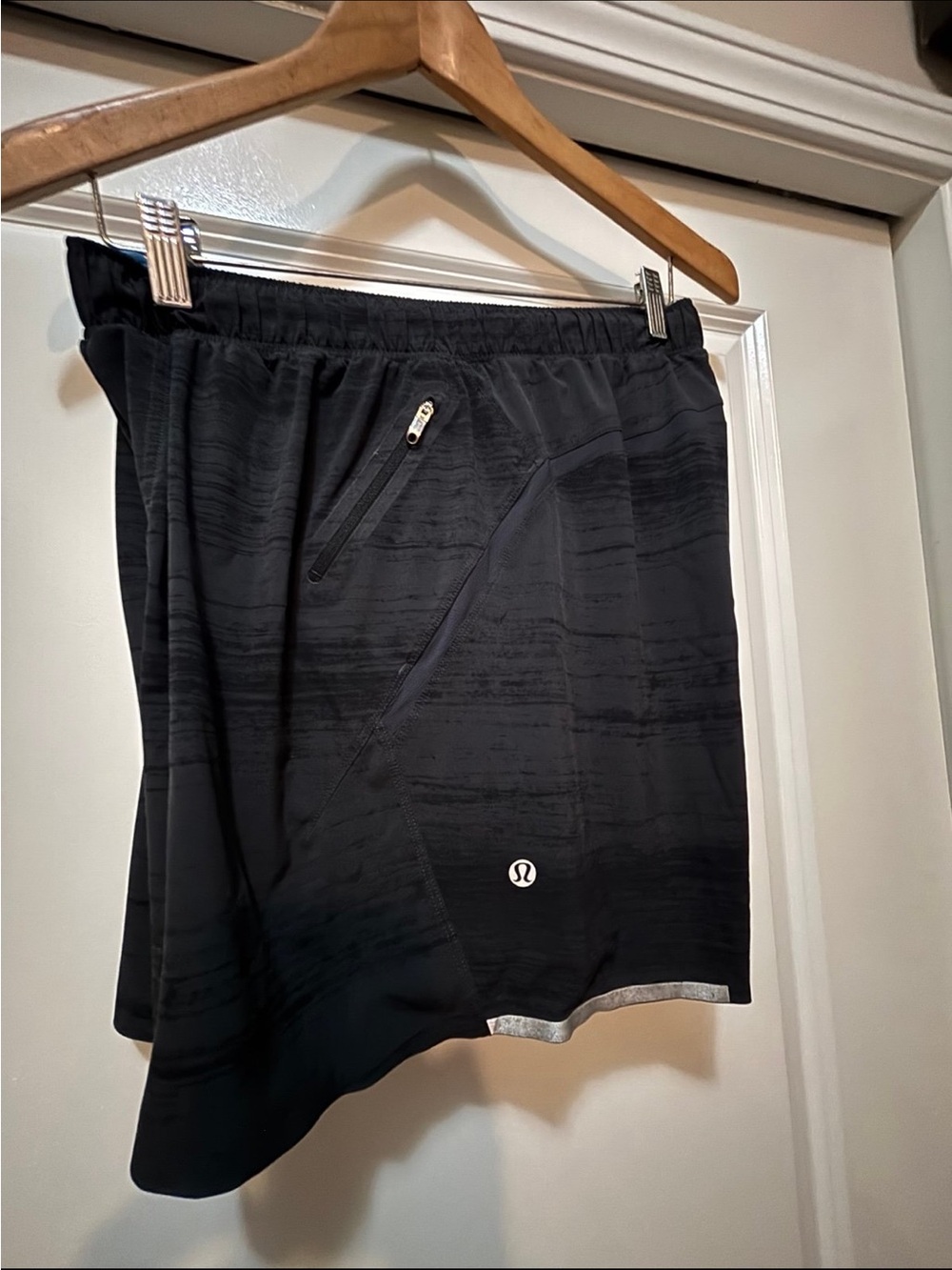 lululemon athletica Men’s Black Athletic Shorts with Reflective Trim